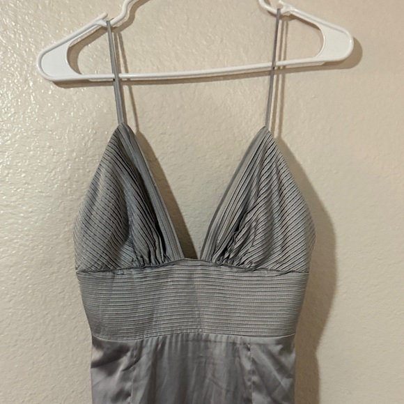 House of CB Ronel grey satin pintuck Dress Sz Medium M - Picture 8 of 15